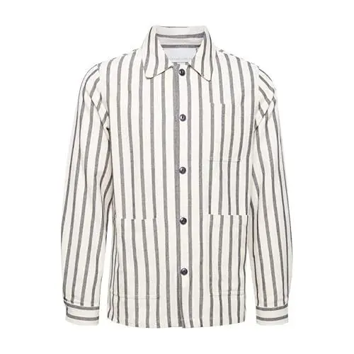 Produktbild: Casual Friday Herren CFAugust 0077 LS Wide Striped Overshirt Jacke, 135304/Light Sand, L