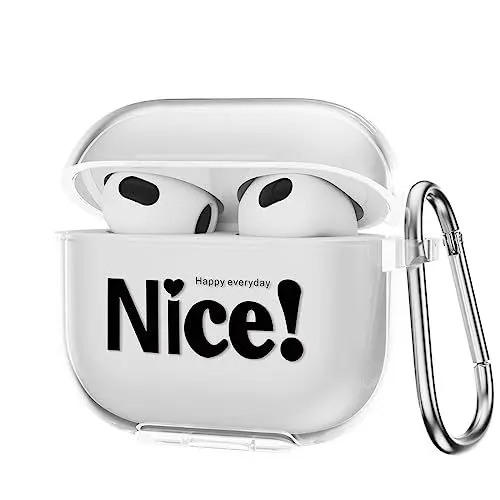 Produktbild: CasurvivePro Kopfhörer-Hüllen für AirPods 3 Hüllen, mit Karabiner, transparente TPU-Hüllen mit niedlichem Muster, Apple AirPods (3rd Generation) Ladehülle Hüllen