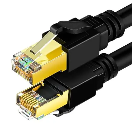Produktbild: Cat 8 Netzwerkkabel, 40 Gbit/s, 2000 MHz, RJ45 Anschlüsse, Cat 8 Ethernet Kabel, Doppelt Geschirmtes Netzwerk Patchkabel, für Laptop Router (10 Meter / 32,8 Fuß)