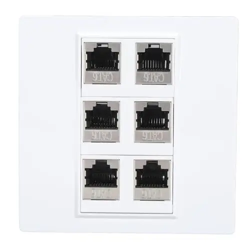 Produktbild: Cat6-Ethernet-Wandplatte, 6-Port-Buchse auf Buchse, Cat-6-Wandplatte, Abnehmbare -Buchse, Ethernet-Kupplungsplatten, Ethernet-Frontplatten für Cat5, Cat5e, Cat6, für Heimarbeit