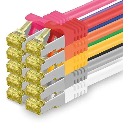 Produktbild: Cat.7 Netzwerkkabel 0,5m 10 Farben 10 Stück Cat7 Ethernetkabel Netzwerk LAN Kabel Rohkabel 10 Gb s SFTP PIMF LSZH Set Patchkabel mit Rj 45 Stecker Cat.6a