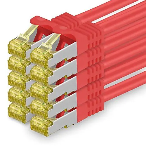 Produktbild: Cat.7 Netzwerkkabel 0,5m Rot 10 Stück Cat7 Ethernetkabel Netzwerk LAN Kabel Rohkabel 10 Gb s SFTP PIMF LSZH Set Patchkabel mit Rj 45 Stecker Cat.6a
