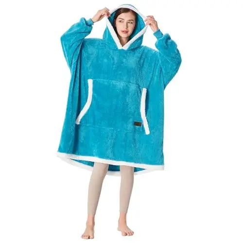 Produktbild: Catalonia Classy Decke mit Ärmel Oversize Hoodie Kuscheldecke-Kuscheldecke Zum Anziehen mit Ärmeln und Kapuze, Übergröße Deckenpullover Damen Frauen Warm Ärmeldecke Geschenke für Erwachsene Teenager