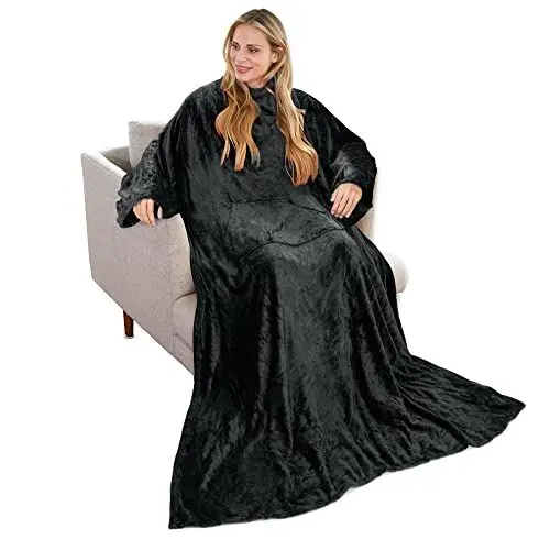 Produktbild: Catalonia Classy Decke mit ärmeln Geschenk für Erwachsene Frauen Herren, Extra Warme Leichte Tragbare Decke, Fleece Mikroplüsch kuscheldecke, Weiche Flauschig TV Decke, Weihnachts Geschenk
