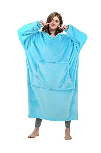 Produktbild: Catalonia Classy Extra Lange Fleece Hoodie Decke, Flauschige Übergroße Kuscheldecke mit Ärmeln und Kapuze, Warme Großes Kapuzendecken, Tragbare Decke zum Anziehen als Geschenkidee für Damen Herren