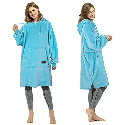 Produktbild: Catalonia Classy Fleece Hoodie Decke, Weiche Warme Tragbare Decke, Leichter Pullover Hoody, Blau