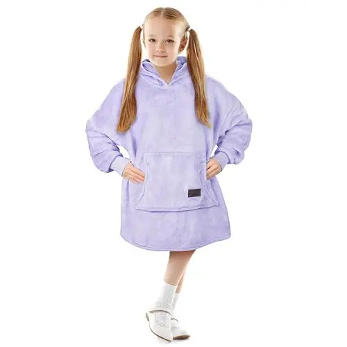 Produktbild: Catalonia Classy Kinder Hoodie Decke, übergroße Kuschel Hoodie Kinder, Mädchen Jungen Kuschel Fleece Tragbare Decke, Sherpa Flauschige Riesen Kapuzen Sweatshirt für Jugendliche,