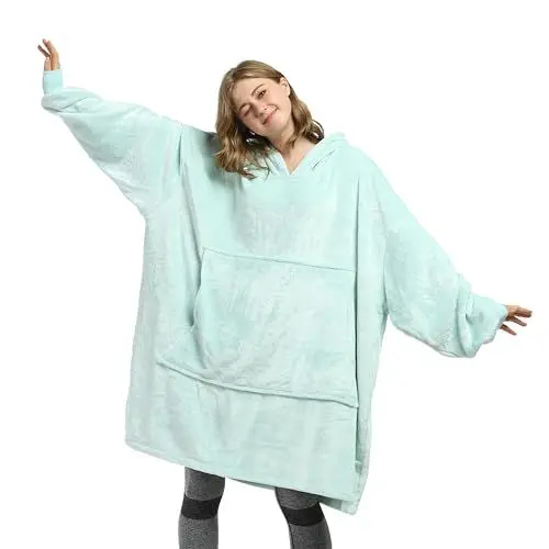 Produktbild: Catalonia Classy Kuschelige Fleece-Kapuzendecke, Warme Geschenke für Sie, Weiche tragbare Kapuzendecke, Kapuzenpulli in Übergröße für Erwachsene Männer Frauen, Aqua
