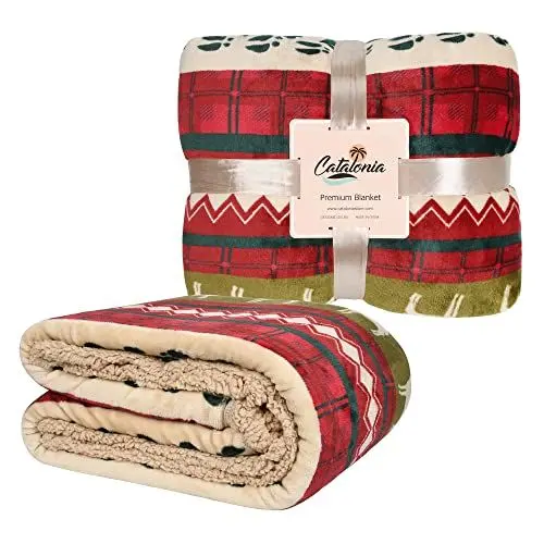 Produktbild: Catalonia Classy Sherpa-Decke, doppelseitiger Fleece-Überwurf für Einzelbett, extra Dicke warme Sofadecke, kuschelige Couchdecke, alle Jahreszeiten oder Wohnzimmerdecke,Hirsch, 150 x 200 cm