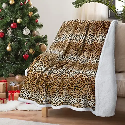 Produktbild: Catalonia Classy Sherpa Decke Kuscheldecken, Extra Dicke Warm Sofadecke Couchdecke in zweiseitig, Super Flausch Fleecedecke als Sofaüberwurf oder Wohnzimmerdecke 150x130cm, Gepard Muster