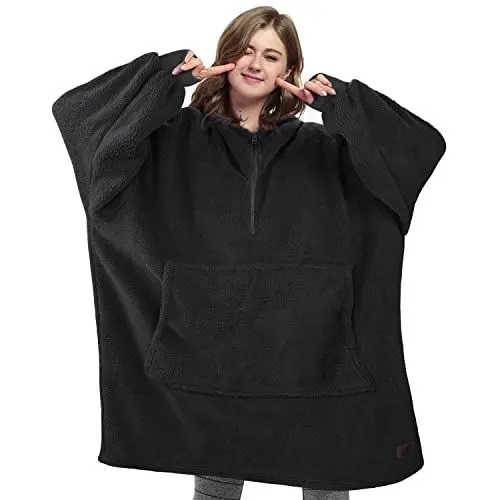 Produktbild: Catalonia Classy Übergröße Sherpa Hoodie Tragbare Decke, Kuschelig Warme Kapuzenpulli Decke Decke, Tragbare Decke mit Kapuze und Fronttasche Winter Hoodie Decke Geschenk für Erwachsene Damen Männer