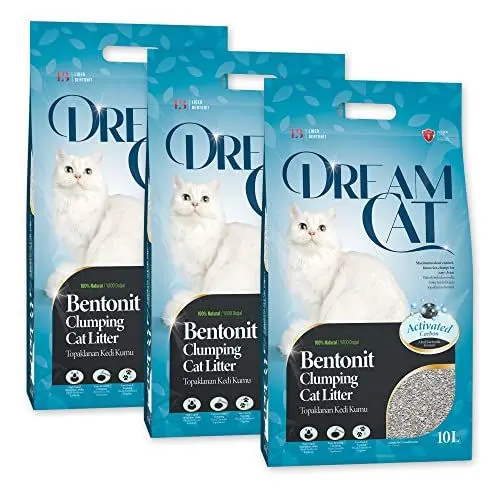 Produktbild: CatAmore DreamCat Katzenstreu Klumpstreu mit Aktivkohle Kohlenstoff Carbon staubarm 3 x 8,5kg (30Liter)