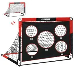 Produktbild: CATCHLUCK Fussballtore für Garten Kinder Fussballtor 2 In 1 Fussball Tor Pop Up Tor mit 5 Schussloecher und Tragetasche, Bodennägeln