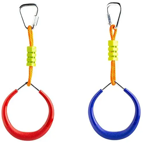 Produktbild: Cateam Ninja Linie Zubehör - Mehrfarbige Gymnastikringe 2er-Set mit Karabinern - Kletterstangenringe für den Hinterhof-Hindernislauf