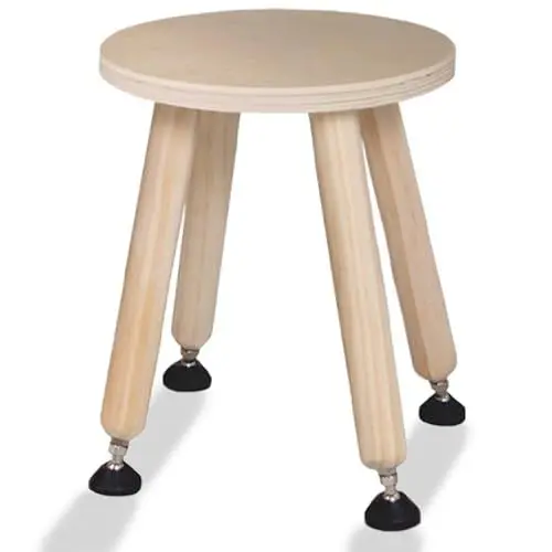 Produktbild: Cateam Tritthocker aus Holz für Kinder und Kleinkinder – 1er-Set – Natur – Kinderhocker mit ausziehbaren Beinen – sensorischer Tischhocker – runder Sitzhocker für Kinder mit Nivellierfüßen