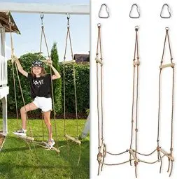 Produktbild: Cateam Wackelige Brücke Strickleiter - Ninja Slackline Zubehör - Zubehör für Ninja Warrior trainingsgeräte - Hängebrücke Skip für Kinder