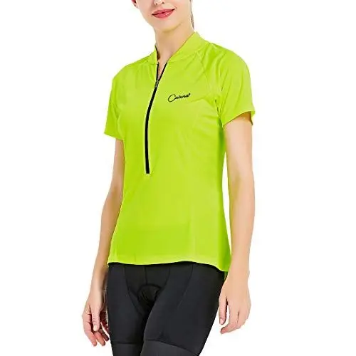 Produktbild: CATENA Radtrikot Damen Kurzarm Fahrradtrikot Moutainbike Tops Fahrradshirt Bikeshirts MTB Rennrad Radsport Bekleidung Atmungsaktiv Schnell Trocknend Einfarbig Cycling Jersey für Frauen, Grün, XS