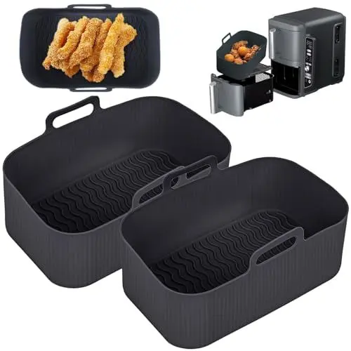 Produktbild: Cathpetic 2PCS Ninja Double Stack XL 9.5L SL400EU Silikonform Zubehör,Speziell für Ninja SL400EU Silikonform Zubehör Schwarz