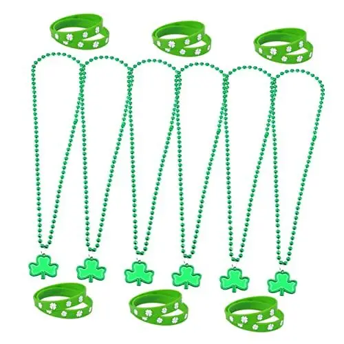 Produktbild: CATIEBYE 18stücke Teiliges Set Armband Und Halskette Für Patrick Day Handgelenkband Und Schmuck Zum Verkleiden Geeignet Für Partys Und Festlichkeiten Halsketten Armbänder