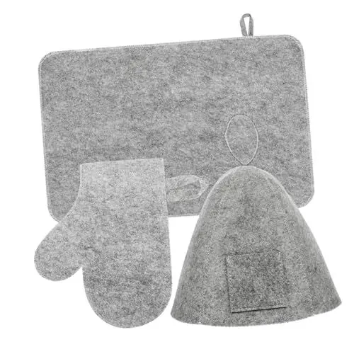 Produktbild: CATIEBYE Badekappe Für Damen Und Herren Saunahut-set Filzmatte Handschuh Sauna-haarschutz Duschhaube Für Sauna Spa-zubehör