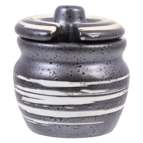 Produktbild: CATIEBYE 1pc Keramik Topf Würze Lagerung Topf Schwarz Japanischen Stil Sichere Gesunde