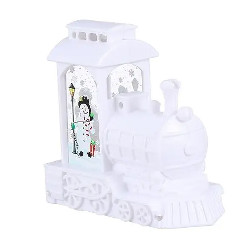 Produktbild: CATIEBYE 1stk Weihnachtsbeleuchtung Weihnachtszug -laterne Lampe Für Weihnachten Weihnachtsbedarf Schneekugel Mit Beleuchtetem Zug Dekorative Glitzernde Lampe Plastik Weiß