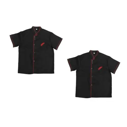 Produktbild: CATIEBYE 2St Catering-Jacken Kurzarm-blusen blackh Kochbekleidung Chefkleidung Kurzärmlige Unisex-Kochmanteljacke Kochshorts für Herren lässige lockere Kochkleidung kurzärmlige kochjacke