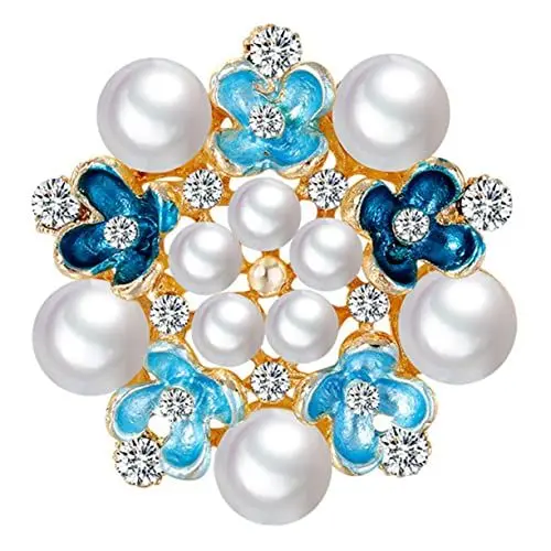 Produktbild: CATIEBYE Material Blumenbrosche Für Frauen Strass Schmuck Clip-on Brosche Für Kleid Für Party Hochzeit