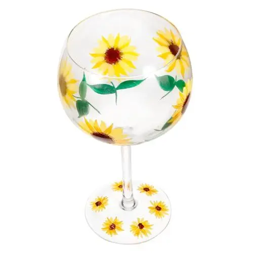 Produktbild: CATIEBYE Elegante Handbemalte Sonnenblumen-weingläser Party-dekorationen Wiederverwendbare Glaskelche