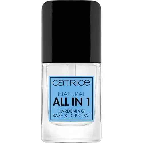 Produktbild: Catrice Natural All in 1 Hardening Base &Top Coat, Unter- und Überlack, transparent, schützend, schimmernd, transluzent, glänzend, ohne Aceton, vegan, Mikroplastik Partikel frei (10,5ml)
