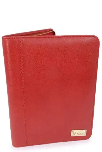Produktbild: Catwalk Collection Handbags - Damen A4 Leder Notizbuchtasche - Konferenzmappe mit Reißverschluss - Für Tablet und Notizbuch - CHLOE - Rot
