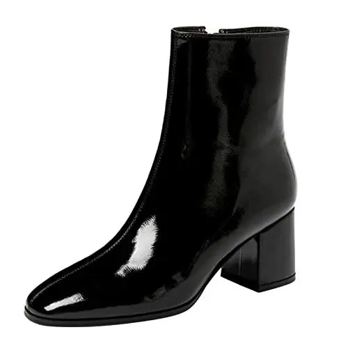 Produktbild: Stiefel Damen Chelsea Stiefeletten Ankle Booties Ankle Zipper Side Plus High Heeled Leather Boots Women's Fashion Size Chunky Damenstiefel Damen Leicht Chelsea Boots mit Absatz Klassische (Black 41)