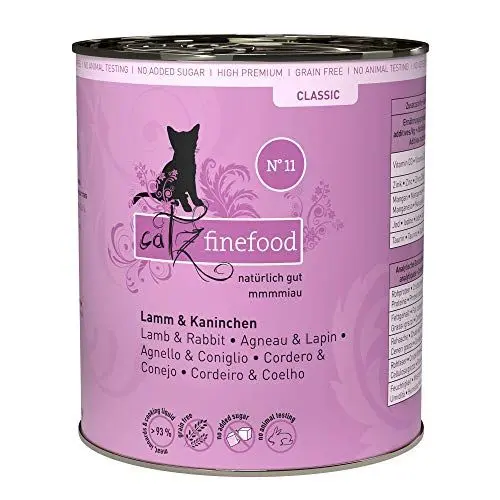 Produktbild: catz finefood N° 11 Lamm & Kaninchen Feinkost Katzenfutter nass, verfeinert mit Cranberries & Karotte, 6 x 800g Dosen