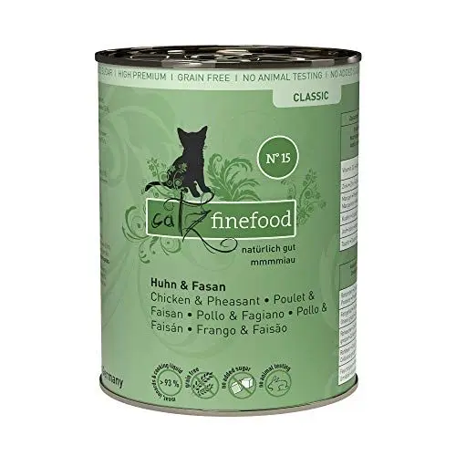Produktbild: catz finefood N° 15 Huhn & Fasan Feinkost Katzenfutter nass, verfeinert mit Quinoa & Kresse, 6 x 400g Dosen