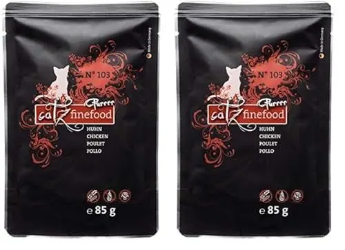 Produktbild: catz finefood Purrrr Huhn Monoprotein Katzenfutter nass N° 103, für ernährungssensible Katzen, 70% Fleischanteil, 85g Beutel (Packung mit 2)