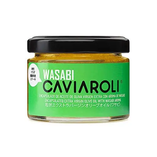 Produktbild: Caviaroli - Perlen aus Nativen Olivenöl Virgen Extra mit Wasabi - Gourmet Olive Oil in Caviar Form für Dressing oder Garnierung - 50 g