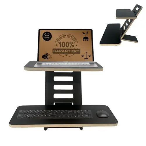 Produktbild: CAWI Stehschreibtisch Aufsatz | Stehpulte | Stehpult Holz | Laptopständer | Ständer | Stehtisch Aufsatz | Rednerpult | Schreibtischaufsatz | Stehpult Höhenverstellbar | Made in EU (Weiß)
