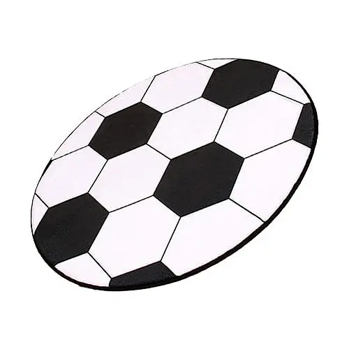 Produktbild: CAXUSD Fußball Teppich Runder Bodenvorleger Rutschfester Fußmatte Für Wohnzimmer Schlafzimmer Einfach Zu Reinigen Bodenmatte