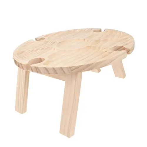 Produktbild: CAXUSD Holz Klapptisch Picknick Wein Serviertisch Tragbarer Outdoor Indoor Tisch