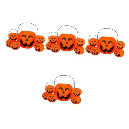 Produktbild: CAXUSD Kürbis Laterne Eimer 24 Stück Halloween Kürbis Eimer Kürbis Topf Kürbiskörbe Für Tragbare Kürbis Süßigkeiten Eimer Süßigkeiten Korb Kürbis Süßigkeiten Topf Kuchen Große Süßigkeiten Halloween