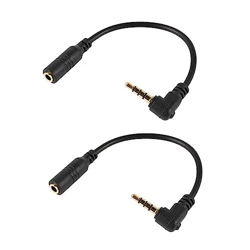 Produktbild: CAXUSD 2er TRS-zu-trrs-konverterkabel 3,5-mm-mikrofonadapter Für Telefon Tablet SLR Mit Kupfergehäuseabschirmung Und Vergoldetem Prozess Telefon An SLR Zur Aufnahme