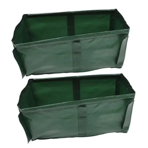 Produktbild: CAXUSD 2St Tasche wachsen bequemer Pflanzkübel Hochbeet aus Stoff Pflanzentöpfe steckkartoffeln pflanzentasche Gemüsepflanzbeutel Kindertaschen aus PE-Gewebe pe gewebtes Tuch Dark Green