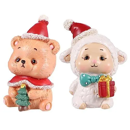 Produktbild: CAXUSD 2 Stück Kunstharz Weihnachtsornamente Mini Mikro Landschafts Heim Langlebige Weihnachtsdeko Aus Kunstharz Für Innen