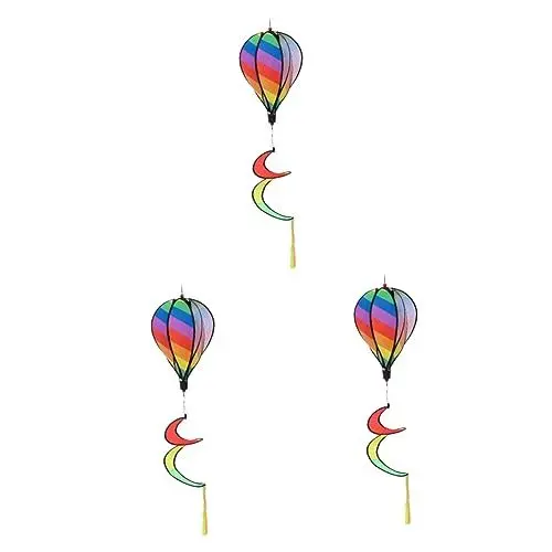 Produktbild: CAXUSD 3 STK Heißluftballon-Ornament Hängende Dekoration Für Den Garten Drachen Für Kinder Windstreifen Gartendekoration Heißes Windspiel Drachenschwanzzelt Spielzeug Für Draußen Stoff
