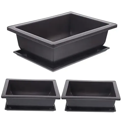Produktbild: CAXUSD Simulierter Roter Blumentopf Aus Steingut 3er-Pack Rechteckiger Bonsai-pflanztopf Aus Kunststoff
