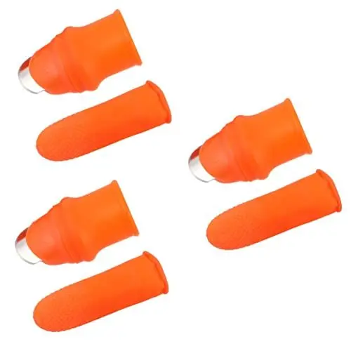 Produktbild: CAXUSD 3 Stk Daumenmesser Pflanze ernten Gartenscheren Fingerschneider Schaber Gemüseernte gartenwerkzeuge gardening gloves Pflanzenmesser ernten Erntezubehör für die Gartenarbeit Orange