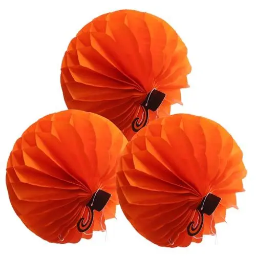 Produktbild: CAXUSD Halloween Kürbis Form Laternen Waben Schmuck 3 Stücke Dekoration Für Halloween Party