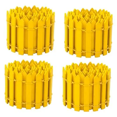 Produktbild: CAXUSD 4 Stück Blumenzaun gartenarbeit gartenvliese garden decor playmobilhaus garden fence Gartendraht Rasen Pflanzen Solar- kleines Zaunmodell Minizaun Zaunhandwerk MDF Yellow