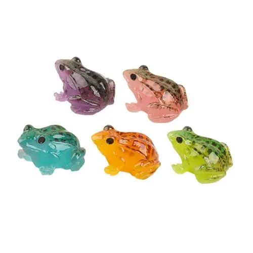 Produktbild: CAXUSD Miniatur-Frosch Statue Harz Frosch Dekoration Kleine Cartoon Frosch Figur Garten Wohnzimmer Deko 5 Stück Satz