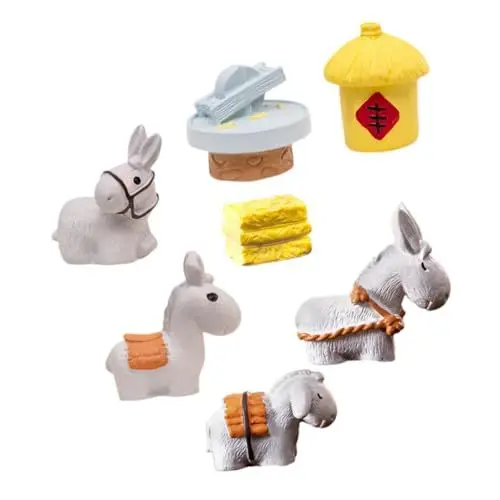 Produktbild: CAXUSD 7 Stück Bauernhof Puppen Dekoration Esel Garten Winzige Statuen Dekorativ Kleiner Esel Mini Esel Ornamente Esel Figur Esel Dekor Esel Verzierung Desktop Ornament